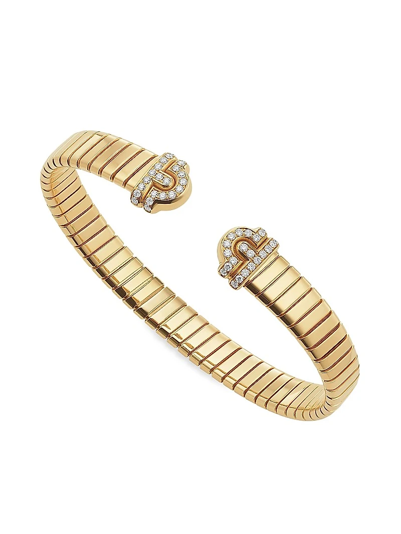 Tubogas 18K Yellow Gold & 0.35 TCW Diamond Cuff Bracelet