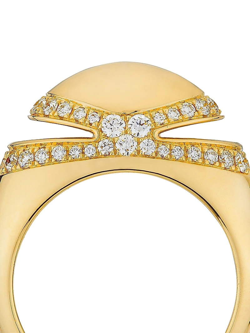 Cabochon 18K Yellow Gold & 0.56 TCW Diamond Ring