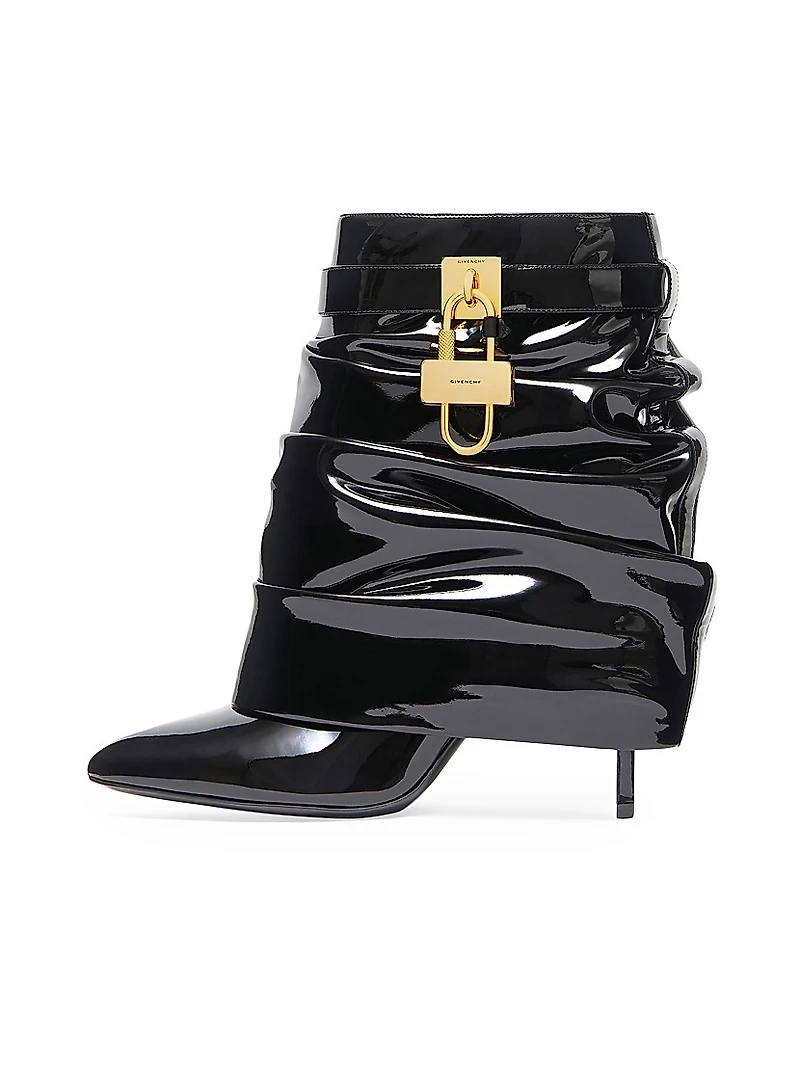 Shark Lock Stiletto Ankle Boots Latex