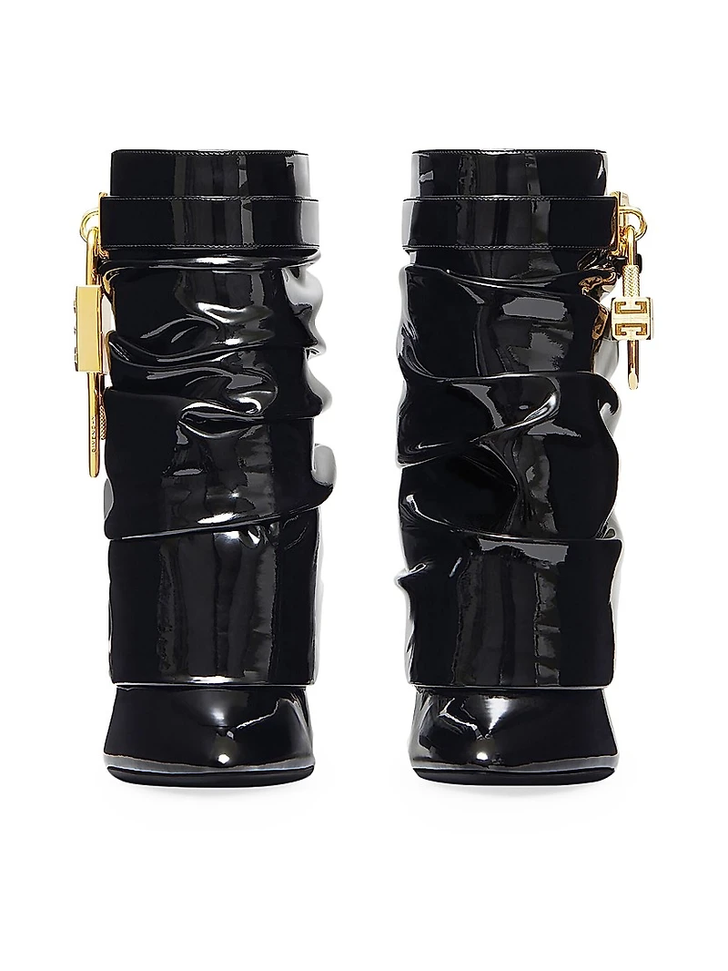 Shark Lock Stiletto Ankle Boots Latex