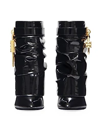 Shark Lock Stiletto Ankle Boots Latex