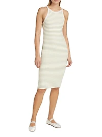 Rib-Knit Stripe Tank Midi-Dress