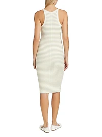 Rib-Knit Stripe Tank Midi-Dress