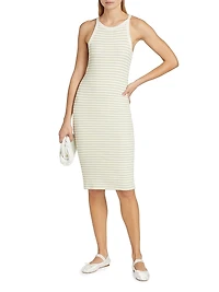Rib-Knit Stripe Tank Midi-Dress