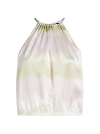 Silk Charmeuse Watercolor Stripe Halter Top