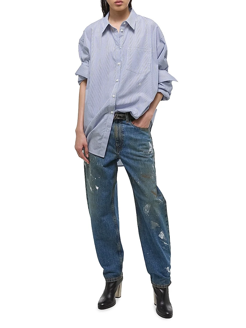 Pinstripe Cotton Oversized Shirt