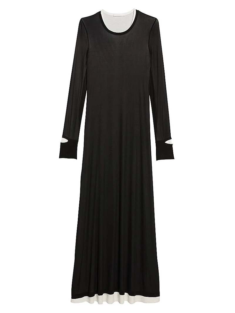 Layered Long-Sleeve Maxi Dress