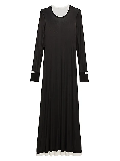 Layered Long-Sleeve Maxi Dress