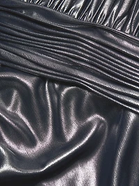 Pleated Metallic Asymmetric Gown