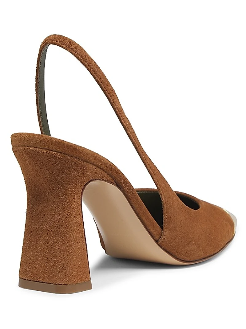 Eleonora 90MM Cap-Toe Suede Slingback Pumps