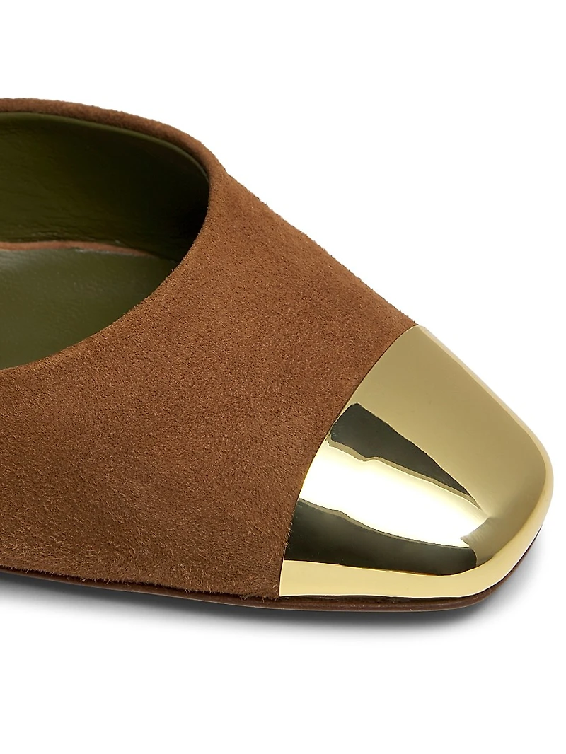 Eleonora 90MM Cap-Toe Suede Slingback Pumps