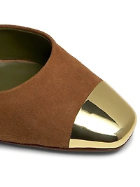 Eleonora 90MM Cap-Toe Suede Slingback Pumps