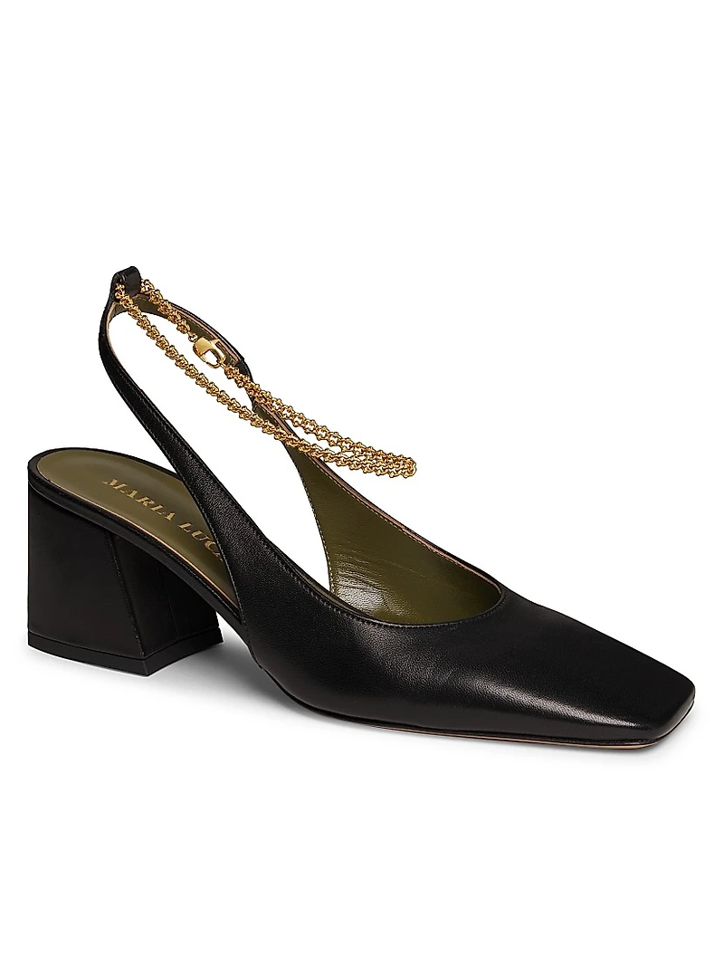 Ilaria 65MM Embellished Leather Slingback Pumps