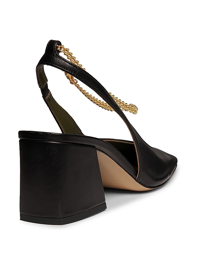 Ilaria 65MM Embellished Leather Slingback Pumps