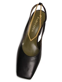 Ilaria 65MM Embellished Leather Slingback Pumps