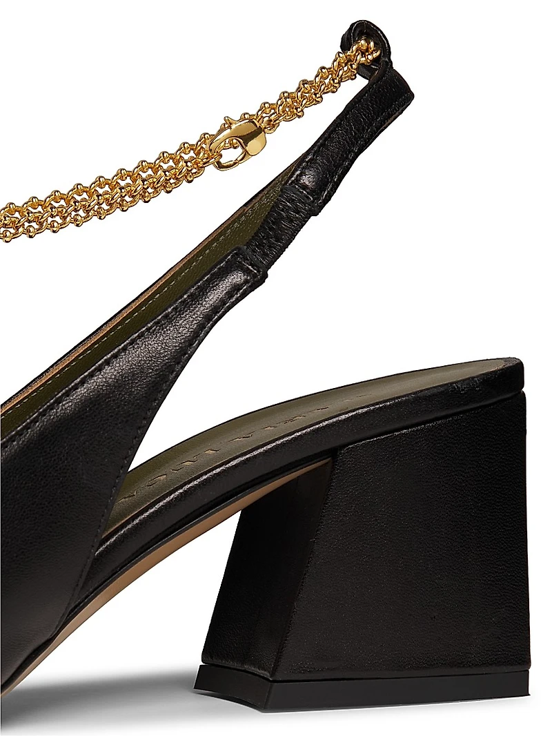 Ilaria 65MM Embellished Leather Slingback Pumps