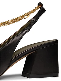 Ilaria 65MM Embellished Leather Slingback Pumps