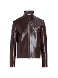 Zipped Vinyl Biker Jacket