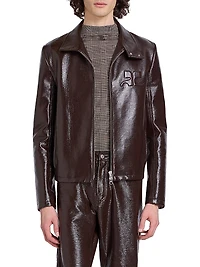 Zipped Vinyl Biker Jacket