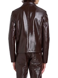 Zipped Vinyl Biker Jacket