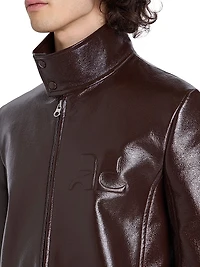 Zipped Vinyl Biker Jacket