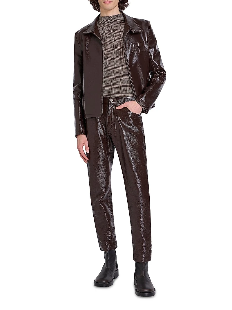 Zipped Vinyl Biker Jacket