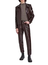 Zipped Vinyl Biker Jacket