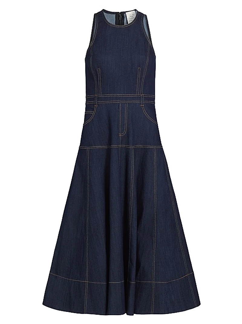 Baran Denim Sleeveless Midi-Dress