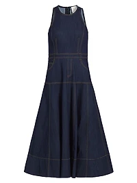 Baran Denim Sleeveless Midi-Dress