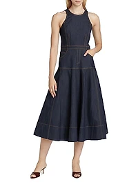Baran Denim Sleeveless Midi-Dress