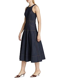 Baran Denim Sleeveless Midi-Dress