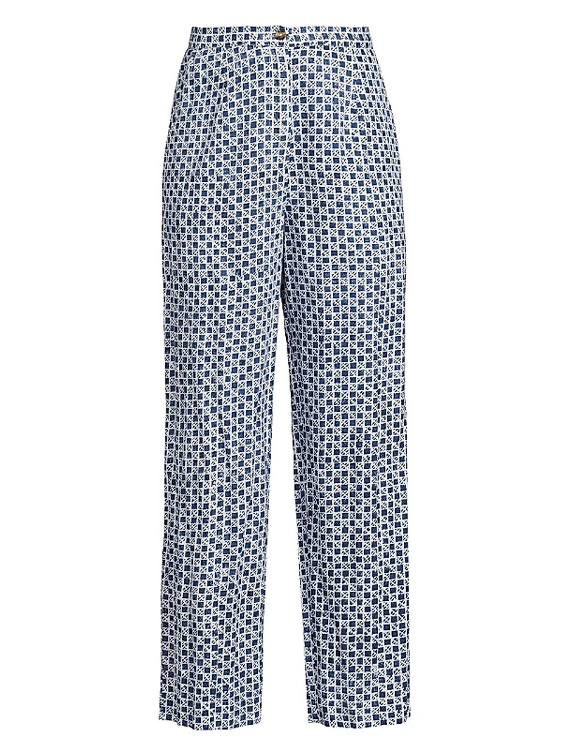 Pietro Check Cotton-Linen Pants