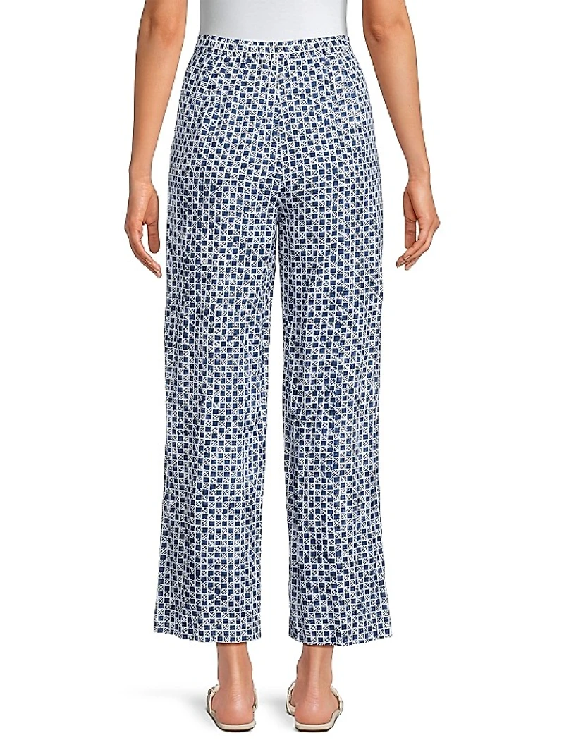 Pietro Check Cotton-Linen Pants