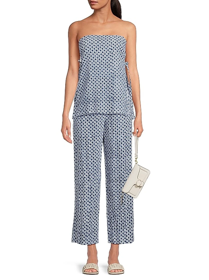 Pietro Check Cotton-Linen Pants