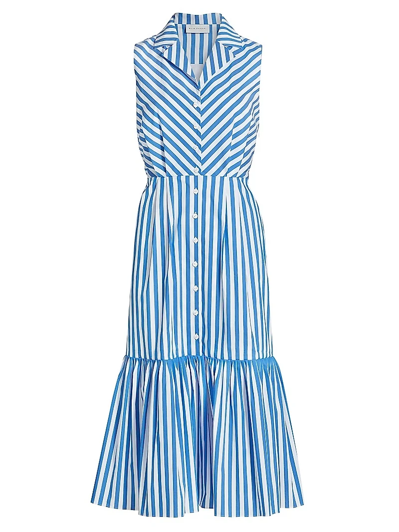 Joelle Striped Sleeveless Midi-Dress