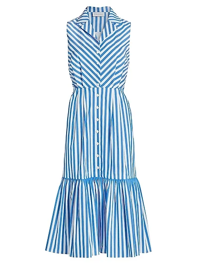 Joelle Striped Sleeveless Midi-Dress