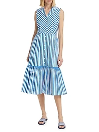 Joelle Striped Sleeveless Midi-Dress
