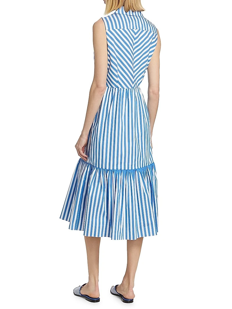 Joelle Striped Sleeveless Midi-Dress