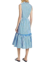Joelle Striped Sleeveless Midi-Dress