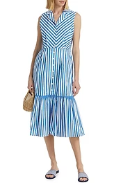 Joelle Striped Sleeveless Midi-Dress