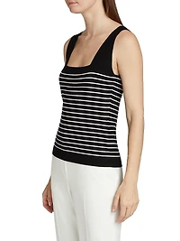 Ellie Squareneck Striped Knit Tank