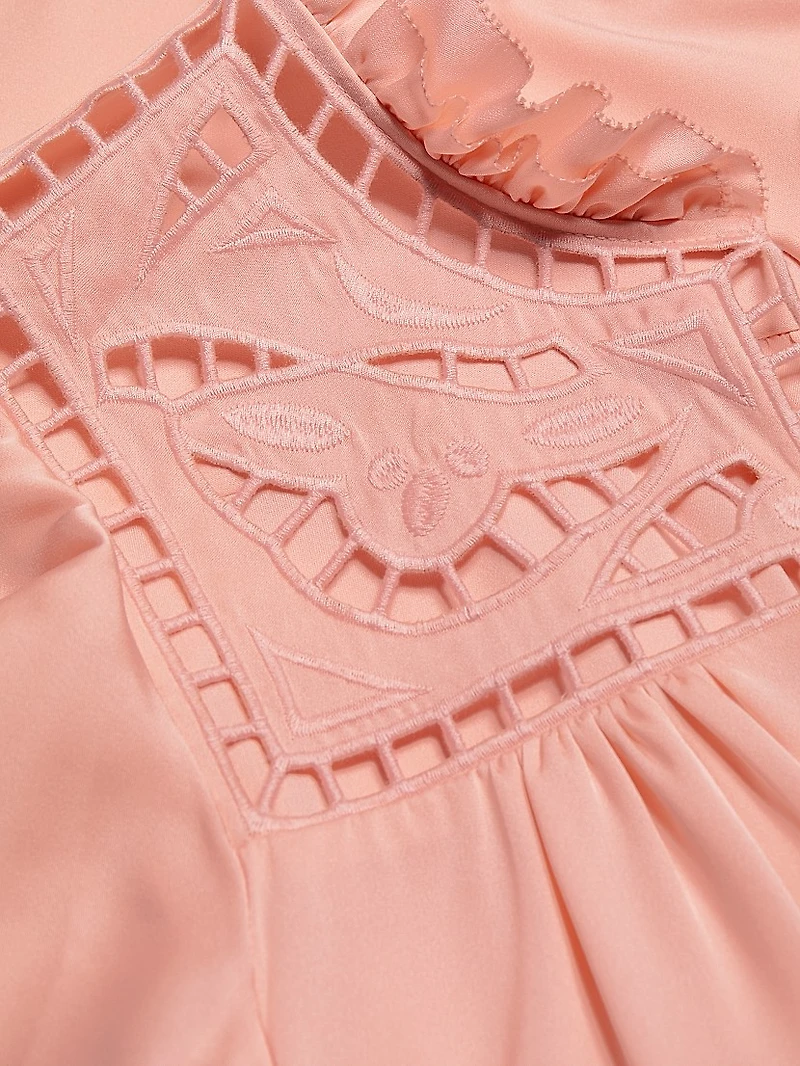 Erika Silk-Blend Flutter-Sleeve Blouse