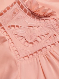 Erika Silk-Blend Flutter-Sleeve Blouse