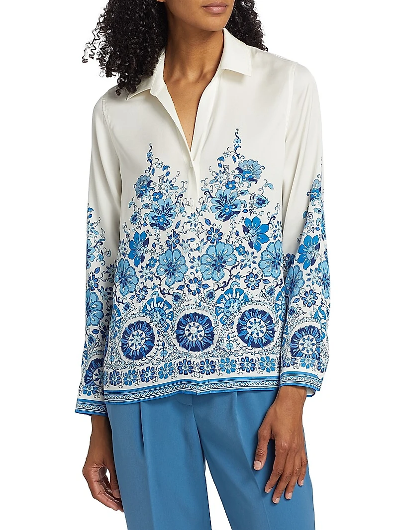 Madeline Floral Silk-Blend Blouse