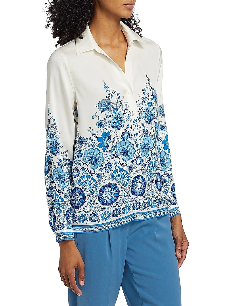 Madeline Floral Silk-Blend Blouse