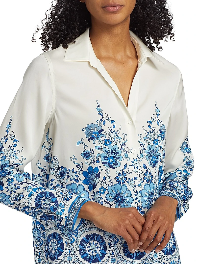 Madeline Floral Silk-Blend Blouse