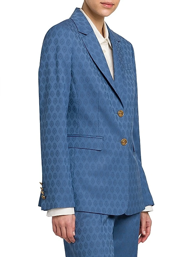 Geometric Jacquard Wool Blazer