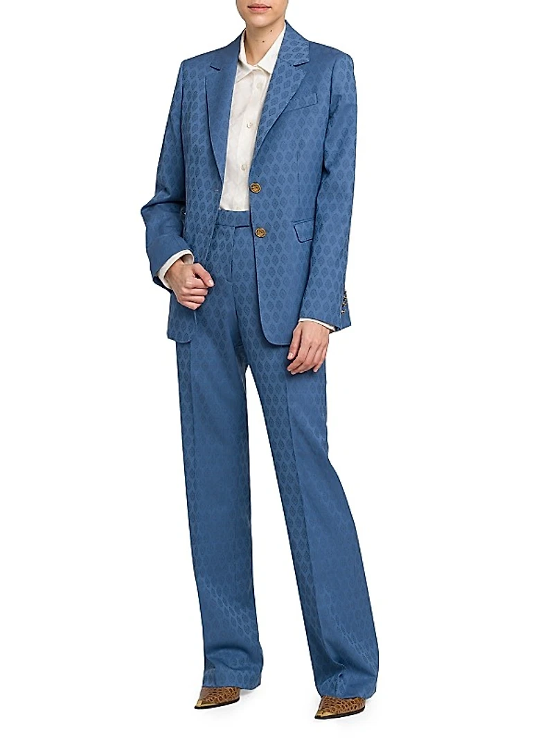Geometric Jacquard Wool Blazer