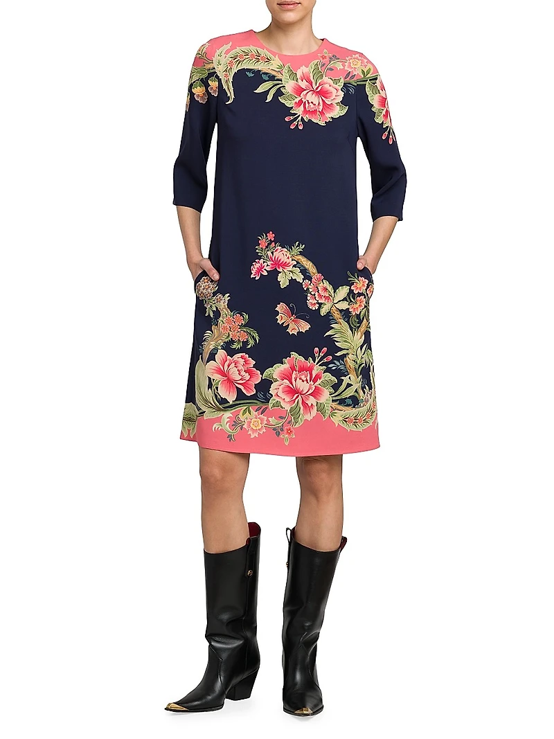 Floral Crepe Shift Dress