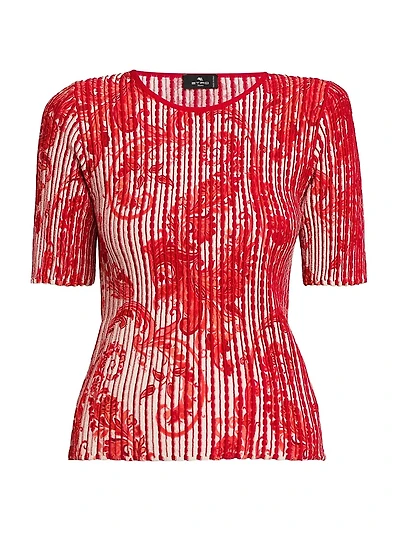 Paisley Pintuck Knit Top